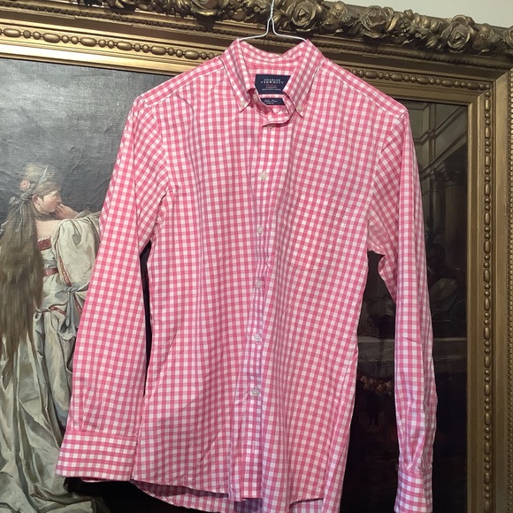 Charles Tyrwhitt Pink Gingham Button-Down Shirt Sz S Slim - Picture 4 of 4